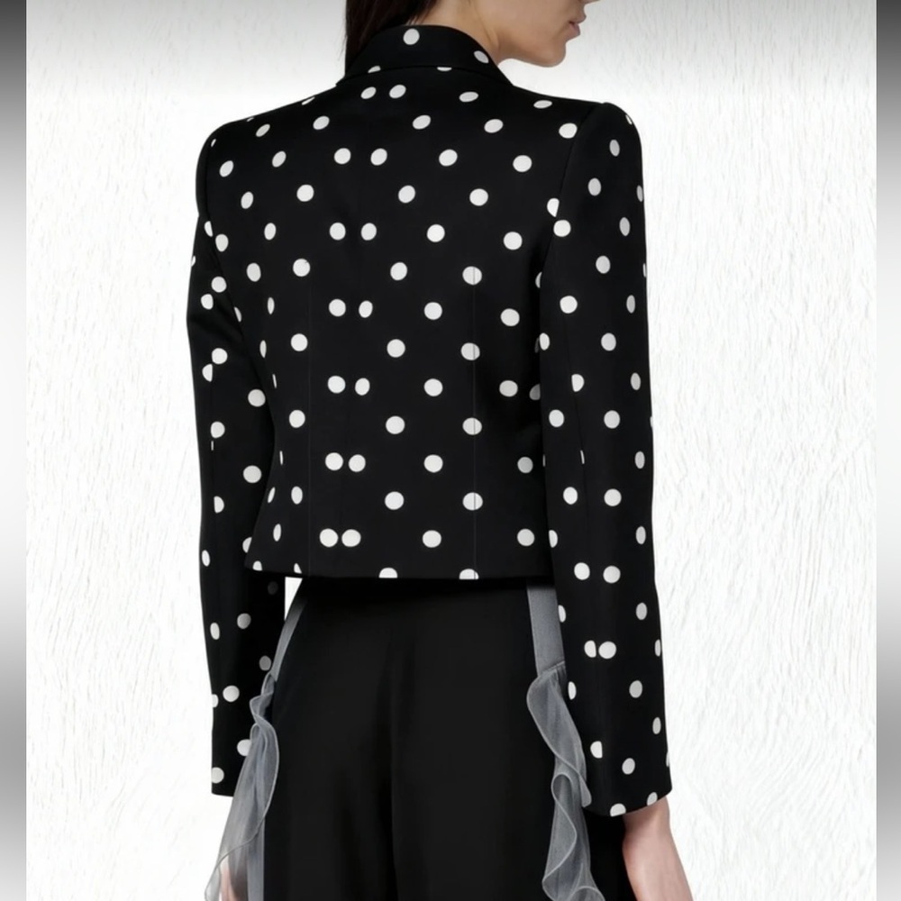 Polka Dot Blazer with Red Bow - Picture 3 of 4
